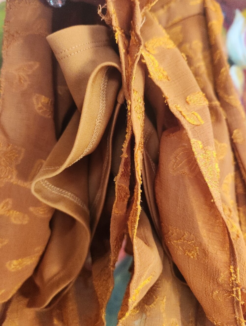 ALLISON & KELLY Copper MUSTARD Rust Floral Wrap Romper Mini SS TIE Zip Dress XSP - Picture 8 of 16